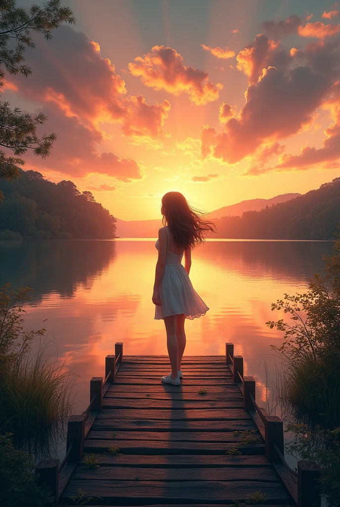 Cover for a book It has to have a girl looking at the sunrise on a dock