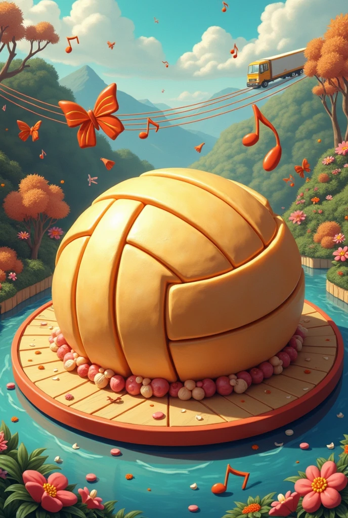 You can make a wallpaper where you make a cake in the shape of a volleyball and include something about logistics and transportation engineering and music.
