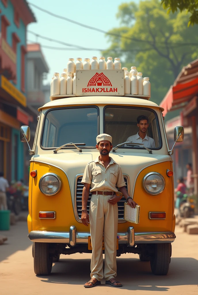 Govind Dairy
milk van with delivery boy