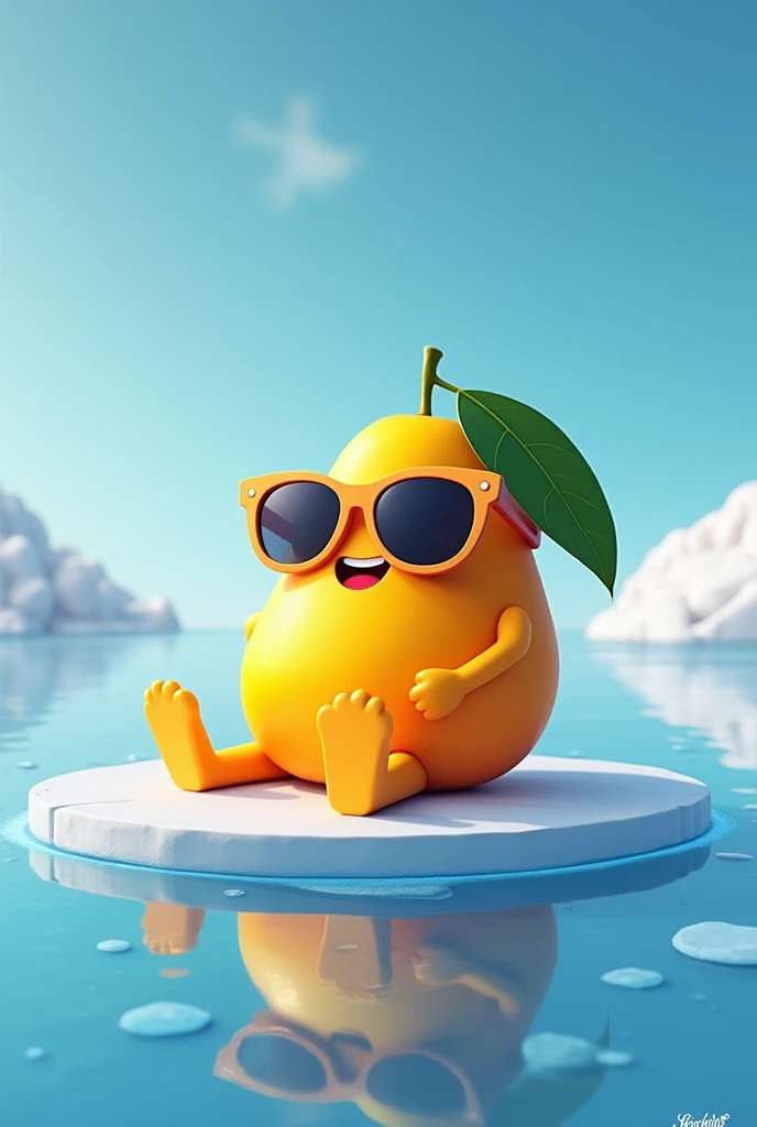 Create a thumbnail for youtube channel showing new web 3.0 telegram project name mango with sunglasses, smile, lay down on ice by mentioning new tap to earn project 