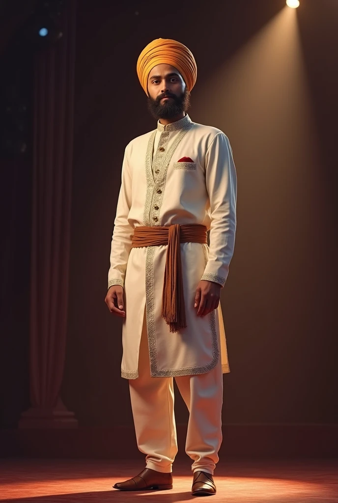 A 18 years sardar boy with round turban in stage