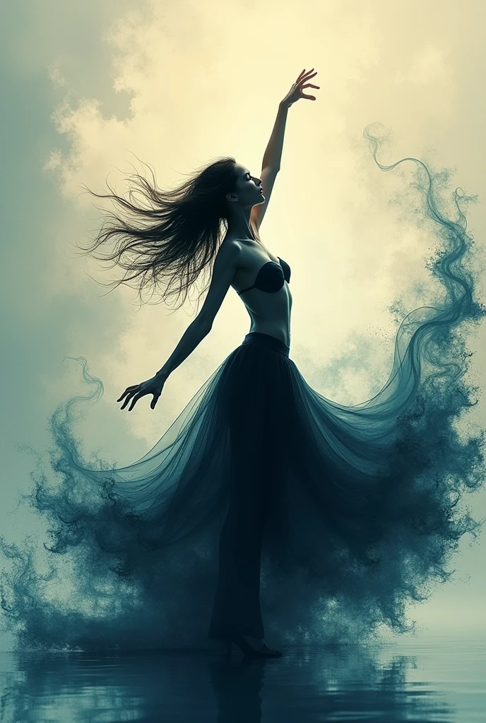Alberto seveso art, dancing sillhouette, water ink, ink water, ink cloud, alberto seveso art, loose painting style, intricate detail, cinematic lighting, octane render, 8k render, volumetric lighting