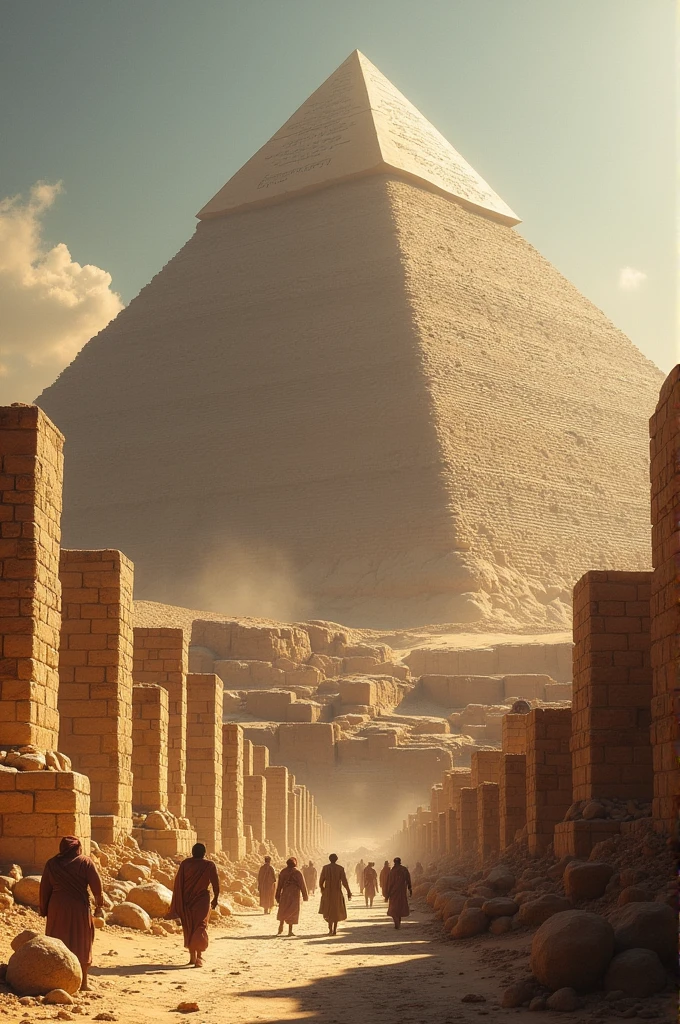 How were the huge pieces of stone used in the pyramids brought?