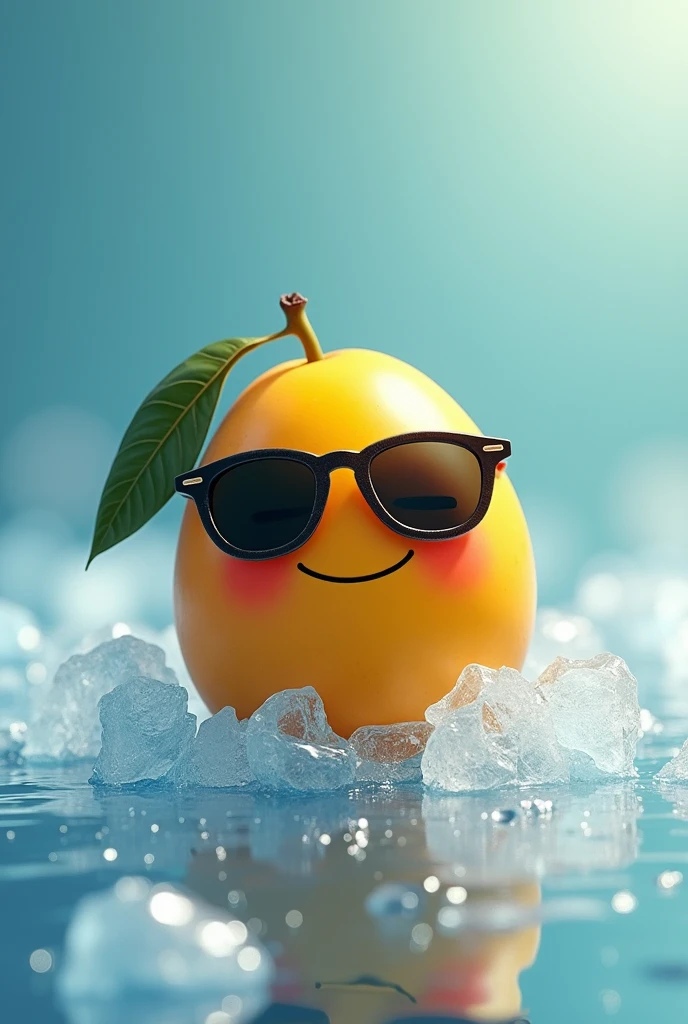 mango with sunglasses, smile, sleep on ice