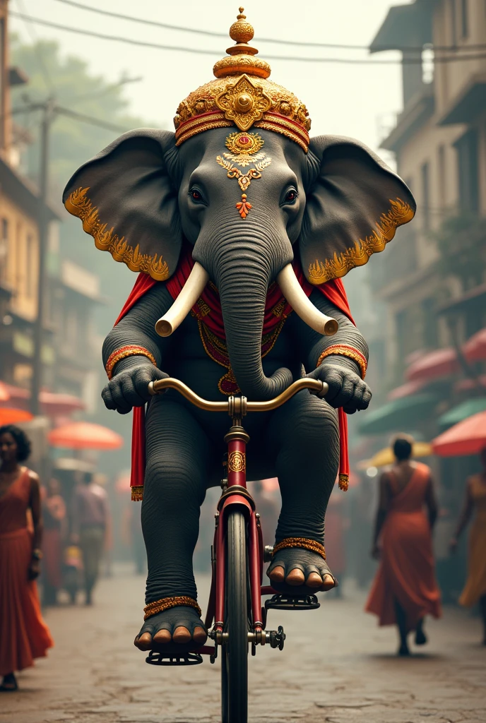 Dasara elephant going to cycle with agarbatti in Mysore