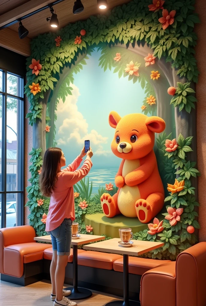 Create a unique and different wall art for cafe 
which is preferable by customers to take pictures with it 