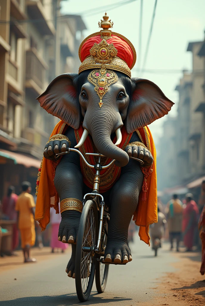 Dasara elephant going to cycle with agarbatti in Mysore