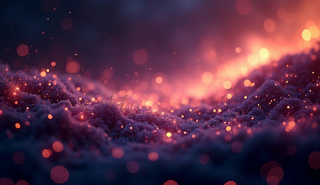 Creates an image that resembles crackles of light or fire, with calm and discreet gold, that has lilac colors, black backdrop. I want very little gold and blue. Make something that looks really interesting in the footer background of a web developer's website. Make everything elegant and modern. I want a more neon gold, some tone related to fiber optic cable light. I want everything to look like it's floating in outer space, without ground