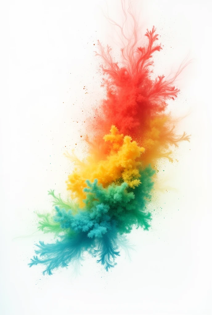 white background with red flashes, green, yellow and blue