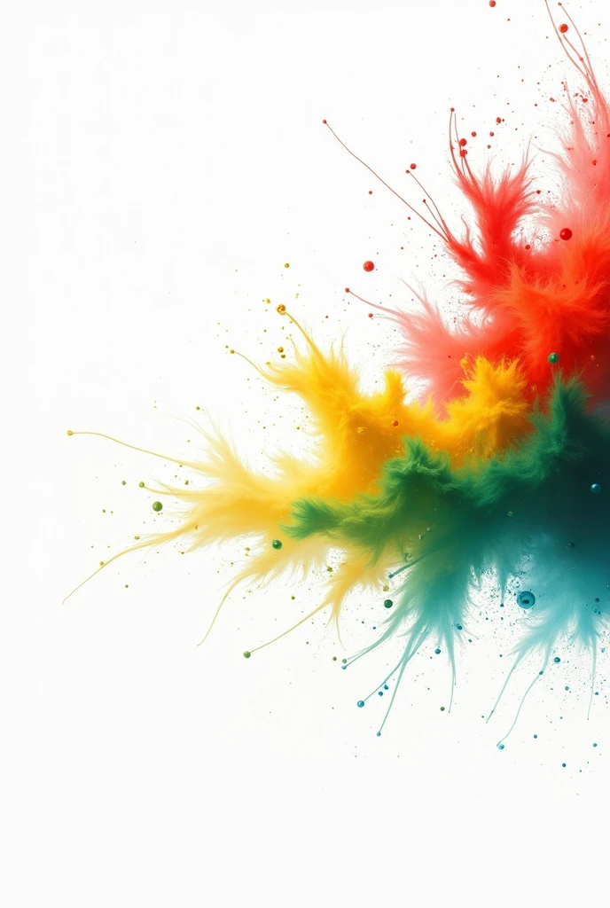 white background with red flashes, green, yellow and blue