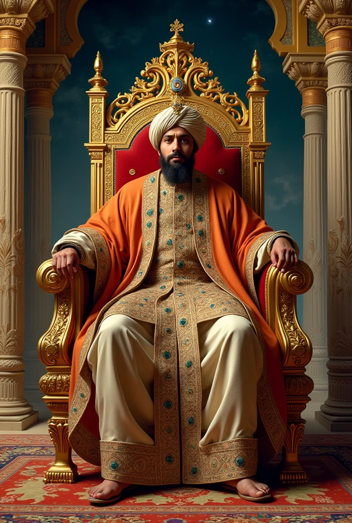 Akbar on a Majestic Throne: