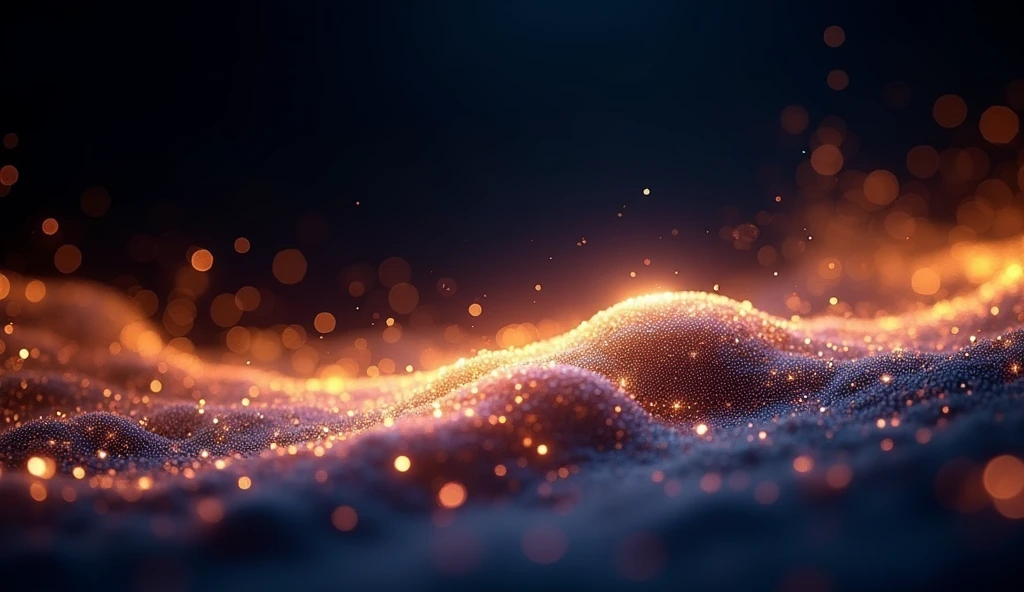 Creates an image that resembles crackles of light or fire, with calm gold and lilac , blackw. I want very little gold and blue. Make something that looks really interesting in the footer background of a web developer&#39;s website. Make everything elegant and modern. I want a more neon gold, some tone related to fiber optic cable light. I want everything to look like it&#39;s floating in outer space, without ground, do not insert any type of floor, quero o fundo blackw, background blackw