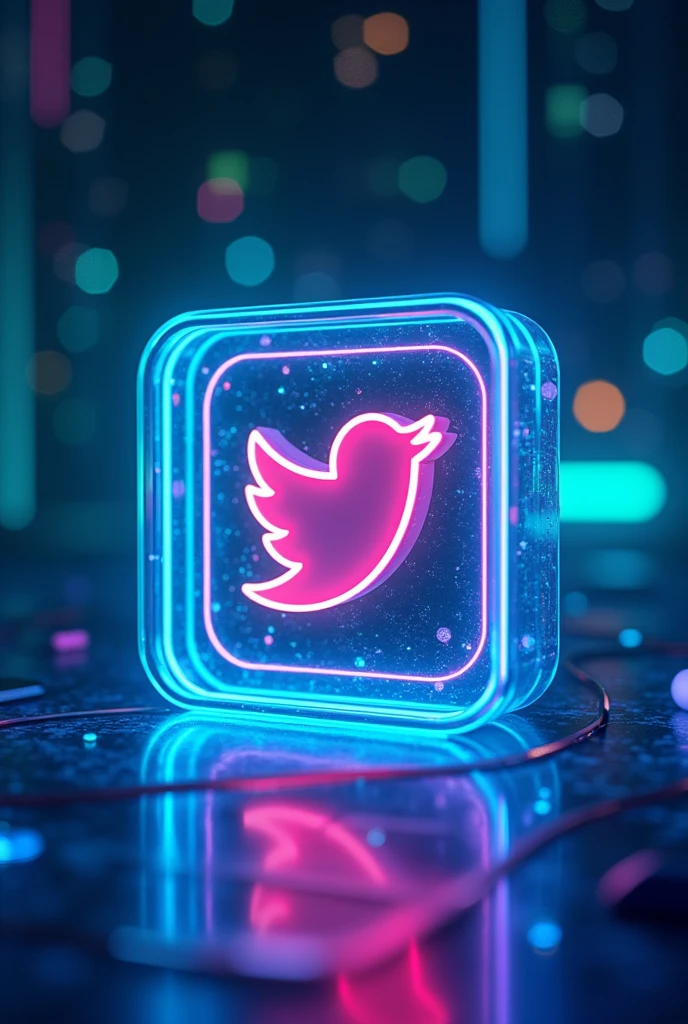 Social media icon with neon background 