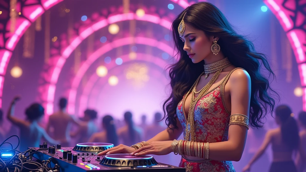 Default_A_mesmerizing_Indian_female_DJ_with_a_radiant_goldenbr_2