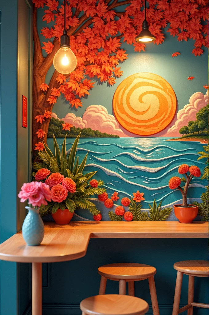 Create a flexi art design for cafe which is unique, different and used for click pictures