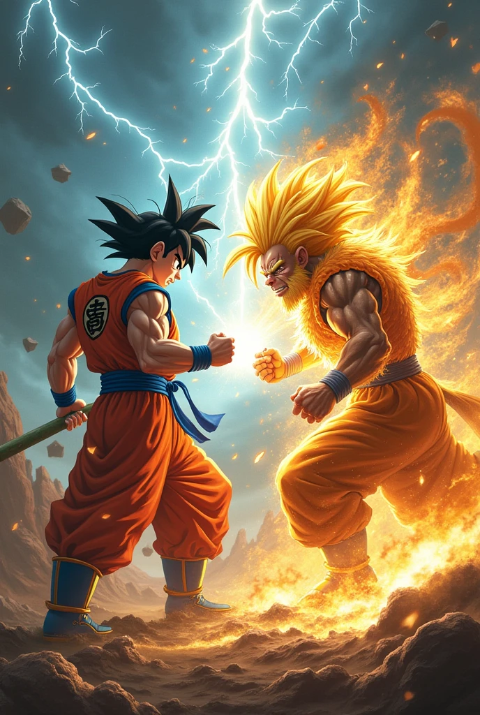 Goku fighting wukong
