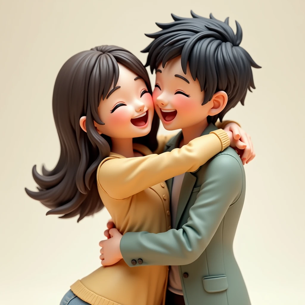 Couple))High resolution, Anatomically correct, 最high quality, detail, 高いdetail, High-resolution model, Very detailed, high quality, High resolution, Anatomically correct, smile, 仲の良いCouple、Hug while laughing、happiness、Men and women、Anime Style,
