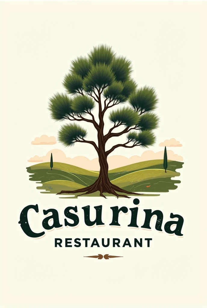 A casuarina logo for a country restaurant and its image related to the theme