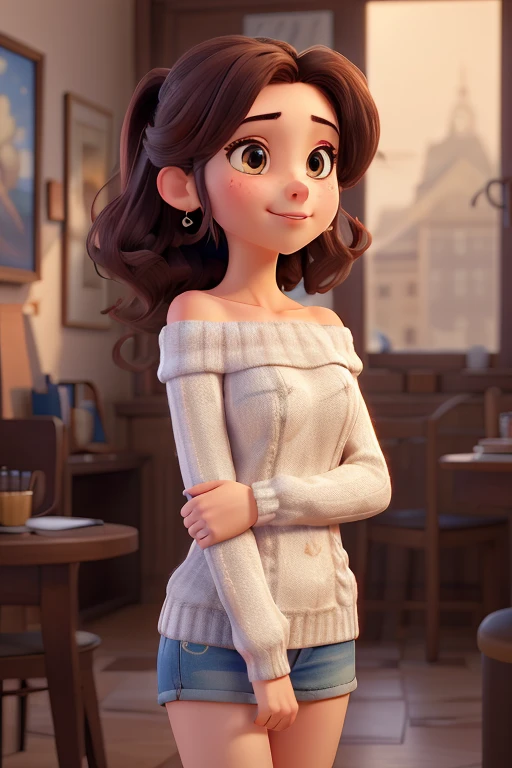 ((best quality)), ((masterpiece)), (detailed), 1girl, off-shoulder sweater, 