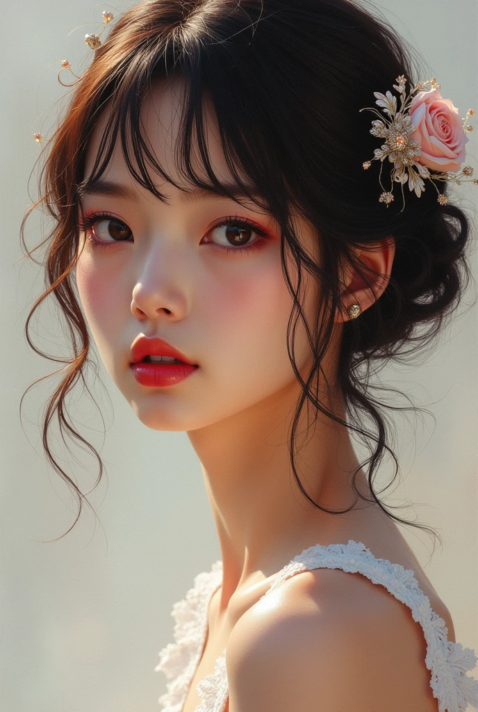 1girl, solo, best quality, masterpiece , Ruby Hoshino, hair ornament, sparking eyes,