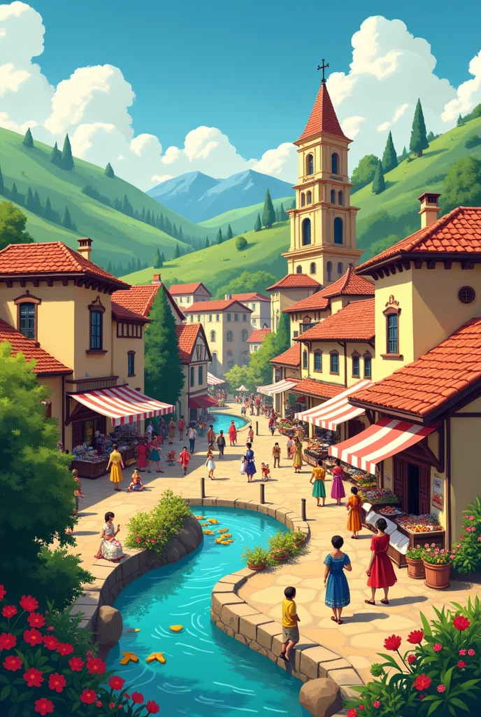 Poster showing a town called IMUES