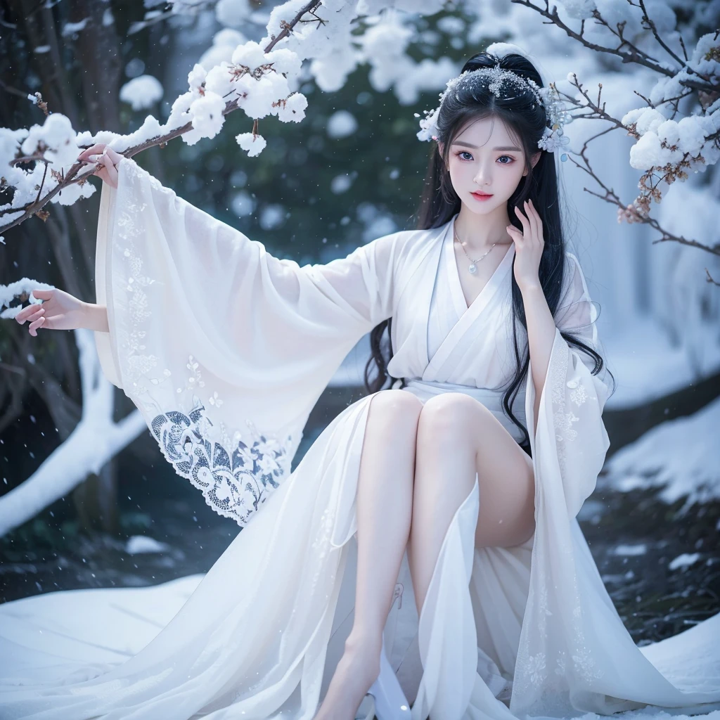 Best image quality,Very detailed,Very high resolution,Perfect body proportions,Works of top photographers。Beautiful Hanfu girl,Long eyelashes,big eyes,Shining eyes,Eye bags,Full lips,Small nose,Happy expression,Sweet,Exquisite makeup,full-body shot,snow White, The legs are thin and straight,Snow-white skin,White embroidered skirt,neckLace,Showing long legs,Lace,Sweet,Long hair flying,best quality,masterpiece,,Imagine,Seven-part shooting model: Hanfu, CFG scale: 7, Lola: Future Fashion(0.4)、rainbow(0.4)、Martial Arts(0.2)、Asian face woman-2(0.4)、Poetic fairy tale(0.01)