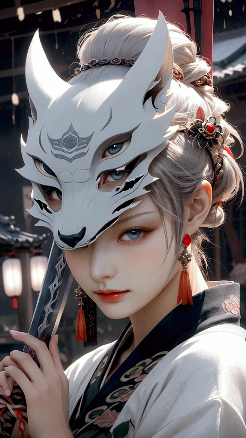(Japanese sword &reference;Muramasa 2&reference;.2)Two beautiful women、Japanese swordを持った女性、Shinobi Costume、Warrior、Clear Eyes、{Arm tattoo、Warrior、Realistic battle scenes、敵Warriorの返りBlood、Blood、High resolution、Highest quality、Very detailed、8k、background、