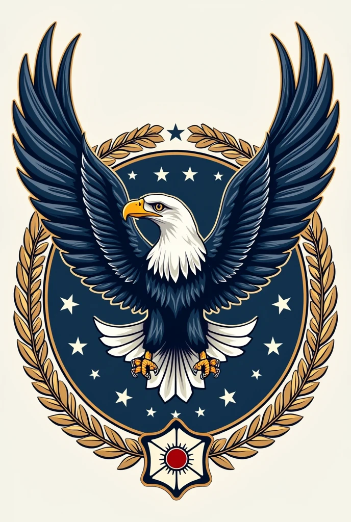 A neoclassical style emblem/Crest design. Containg aspects of both air force and space force and. Like Globe, orbit, eagle, wreath etc. Military Insignia vector illustration 