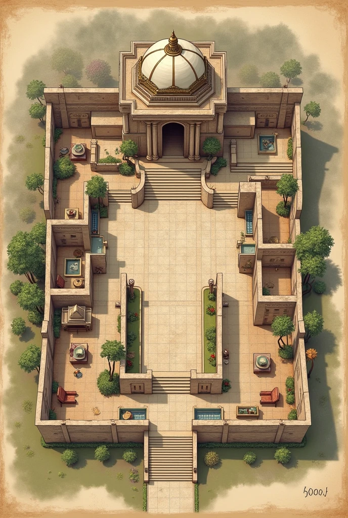 fort Blue print map 5000 sq feet area with beautiful rooms and 2 big drawing room and one temple maps