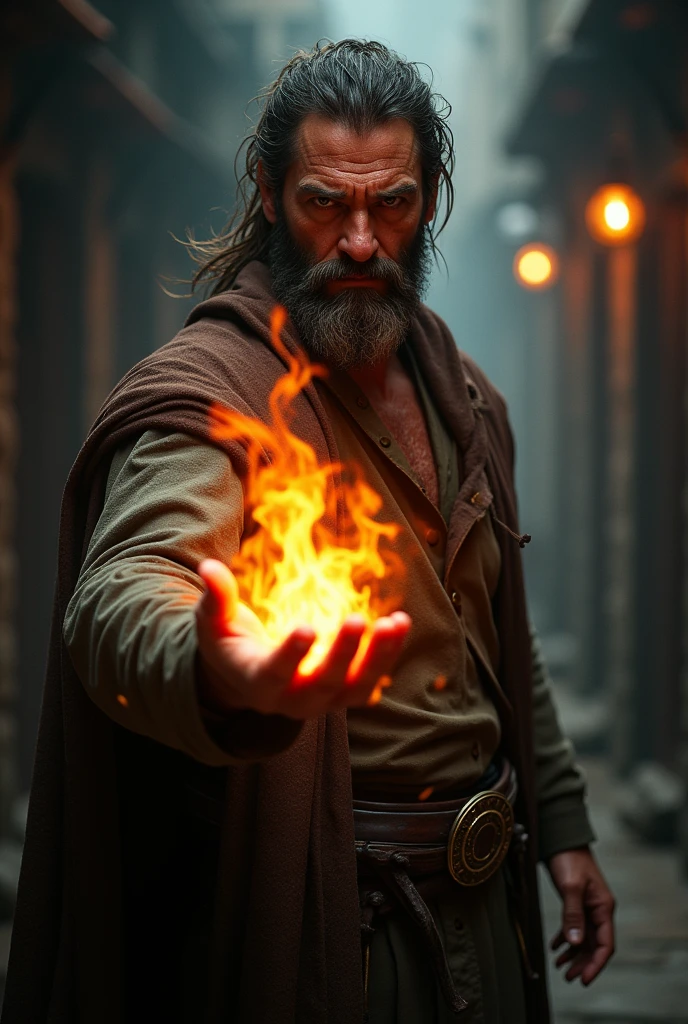 A man who hold fire in his hand