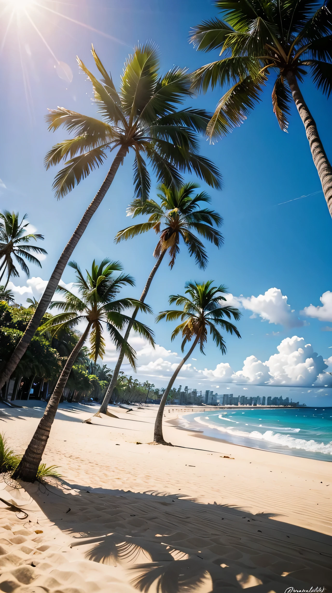 Beachside Hawaii Sandy Beach Ocean Palm tree sunny refreshing Commemorative photo