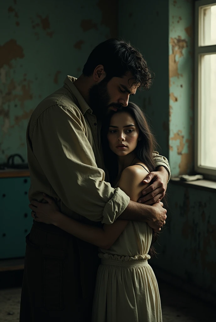 (high detail)
An image of man hugging a girl in a prostitution workplace 