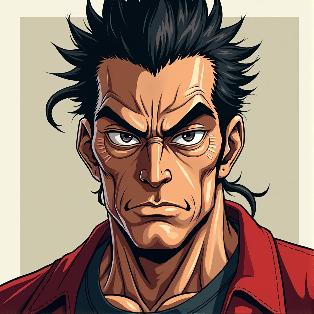 Hanayama character from Baki, アニメ, 2d, from the neck up, gangster