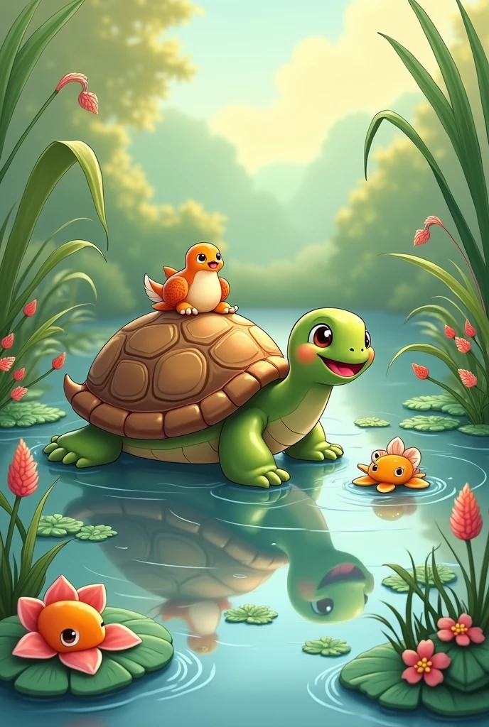 A turtle who is friends with all the creatures in the pond 2d cartoon
