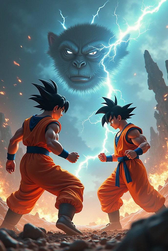 Goku fighting black myth wukong