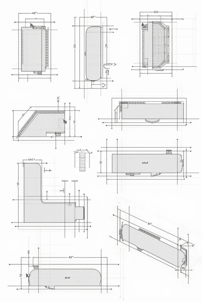 1. **Achurado**: Hatching is a technique used to indicate areas that have been cut or sectioned in a technical drawing.. It is represented by parallel lines inclined at 45º with respect to the main axes of the piece.. The separation of the lines depends on the size of the hatched area and should not coincide with any edge or contour 2. **Conventional cuts**: These cuts are used to show internal details of a piece by removing external parts that block the view.. They can be made using a single cutting plane or with parallel or successive cuts.. Conventional cuts help clarify the drawing by eliminating hidden edges 3. **Turn arrow**: Rotation arrows indicate the direction in which the section or cut should be viewed in a drawing.. These arrows are placed at the ends of the cutting plane 4. **Cutting plane line**: It is represented with a thin line of dashes and dots. This line marks the path of the cutting plane and is reinforced at its ends., where letters and arrows are placed to indicate the orientation and direction of observation 5. **Section lines**: These are the lines used to mark the cut areas in a drawing.. These lines, known as striped or hatched, They are drawn with specific inclinations to differentiate the parts in a sectional view 6. **Aligned section**: In pieces with angular elements, the cutting plane is curved to pass through those elements. The aligned section allows these features to be represented clearly and accurately., but the angle of rotation must not exceed 90º 7. **Full section**: It is a representation in which the entire piece is cut through a single plane.. This type of section shows all the interior details along the cutting plane 8. **Displaced section**: It is used when the cutting plane does not follow a straight line.. It is done by moving the plane to show different characteristics of the piece that