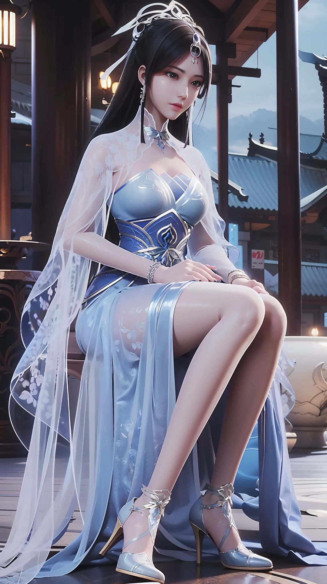 Arad woman in a dress sitting on a throne, cute anime waifu in a nice dress, trending on cgstation, 8K high quality detailed art, anime barbie in white, highly detailed exquisite fanart, Extremely detailed Artgerm, the anime girl is crouching, Flowing magic robe, Beautiful and attractive anime woman, WLOP 和 Sakimichan
