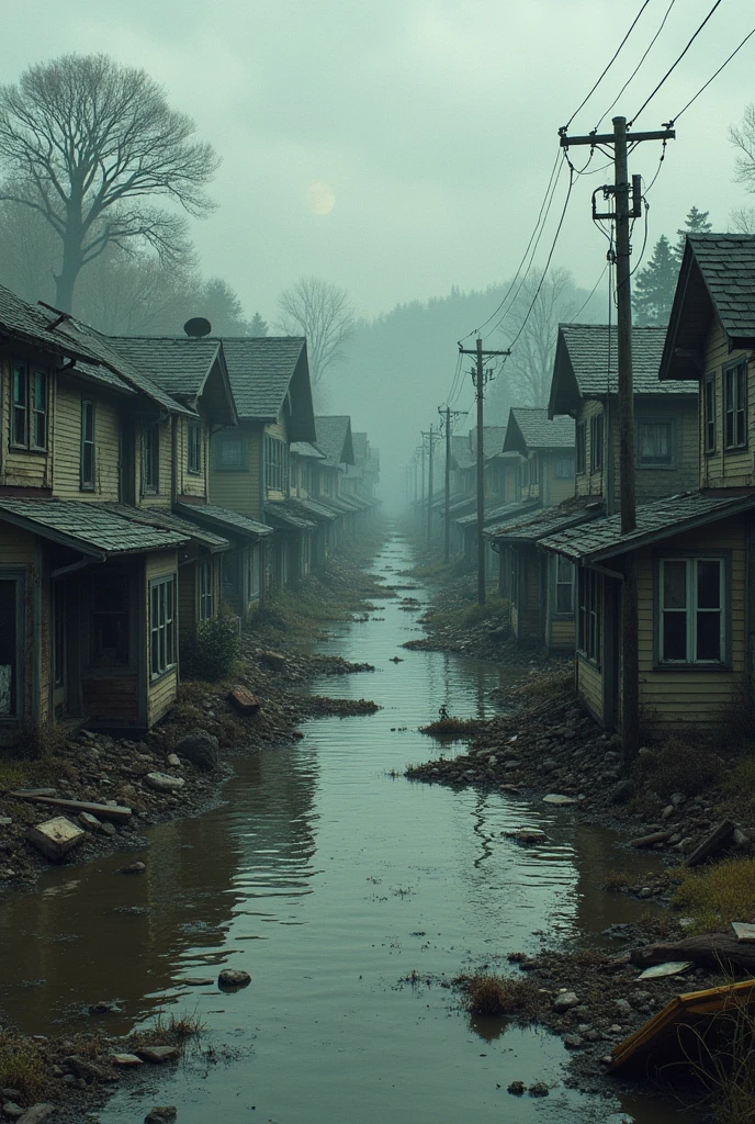 Houses have been destroyed by flood water