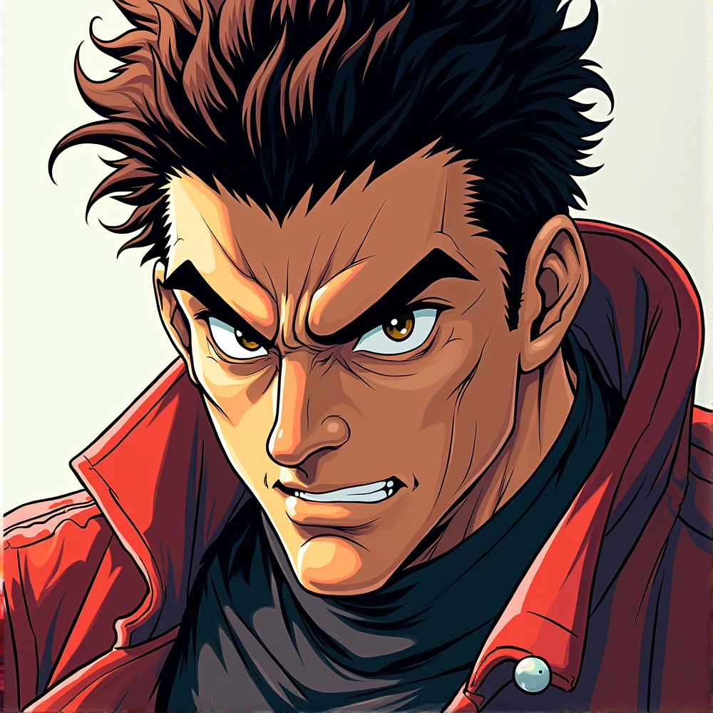 Youngh, Hanayama character from Baki, アニメ, 2d, from the neck up, gangster, bazooka