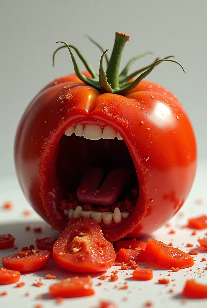 Quả cà chua bị vỡ nát hàng trăm mảnh,is screaming