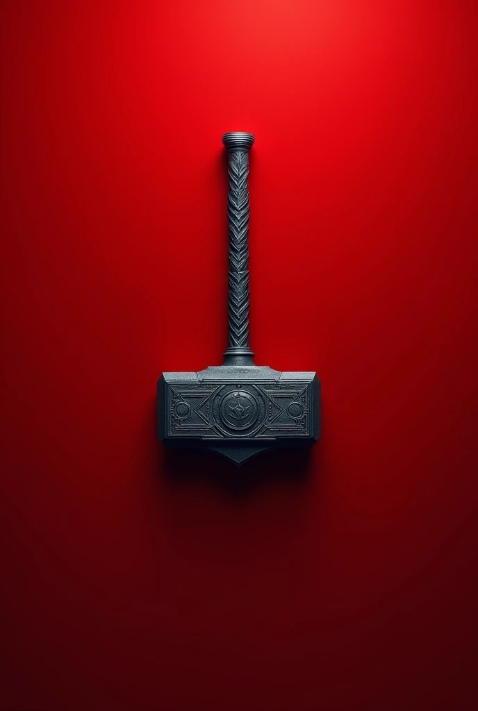 Create a mobile wallpaper in red baground with the logo of Thor's hammer

