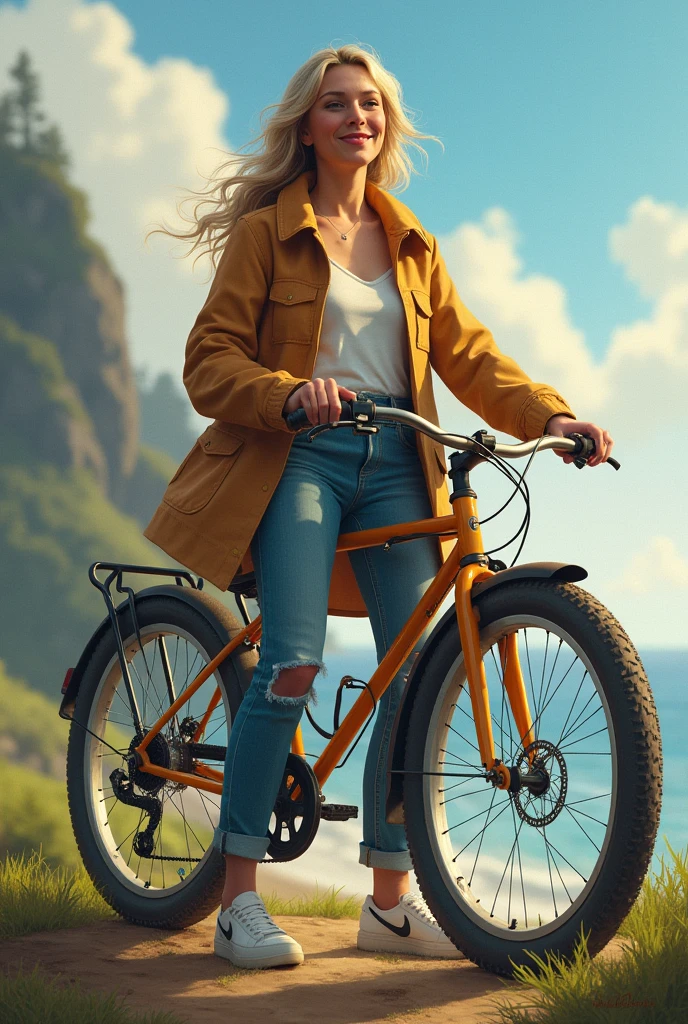 Self visualization after 5 years my dreams. Ambition with bike job symbol no emi