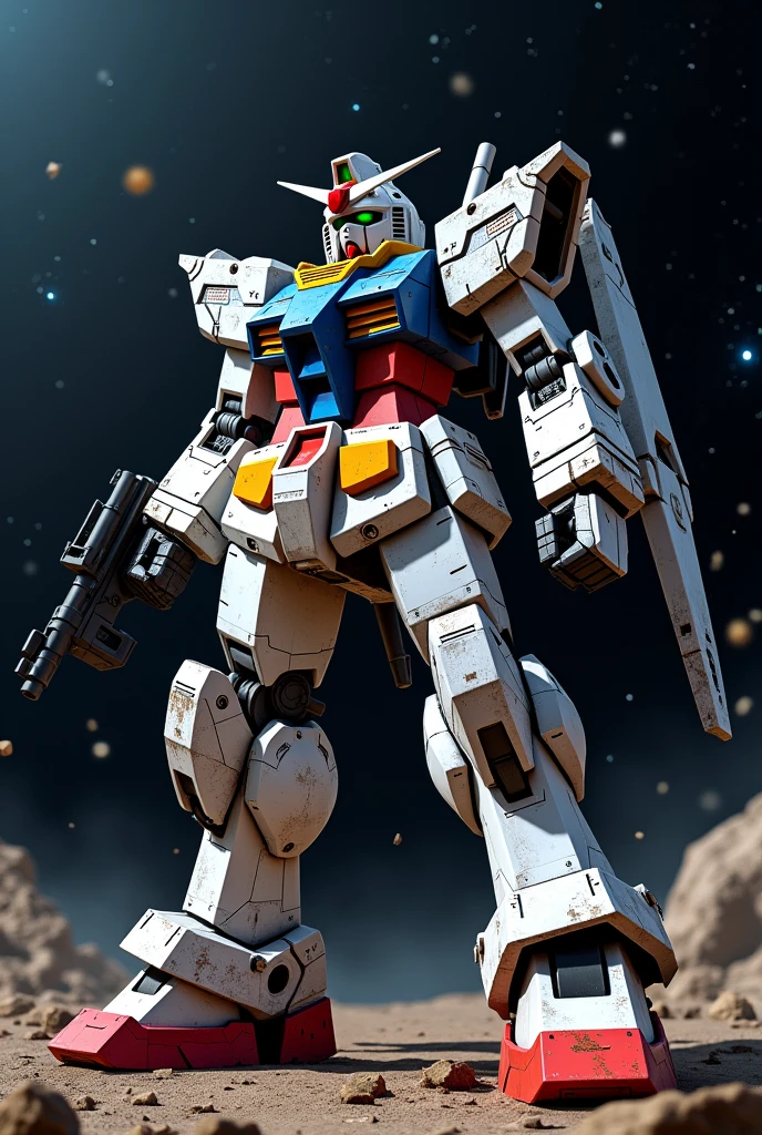 Full Armor Gundam ver. Thunderbolt, battle damage, space, assault pose.