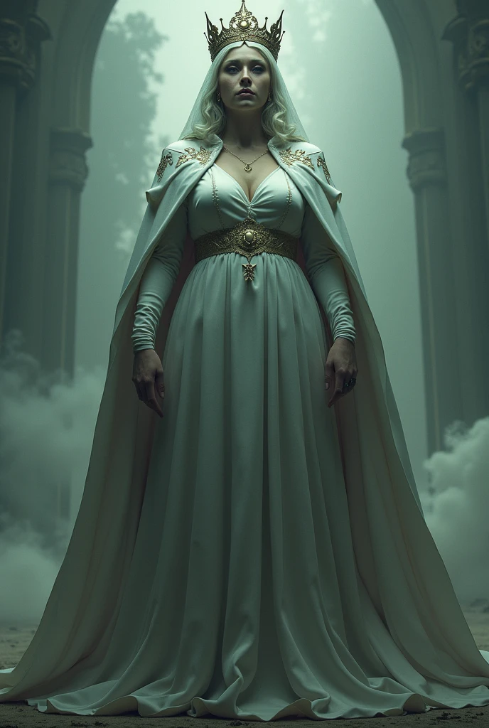 Huge breasted nurse with cape and crown
