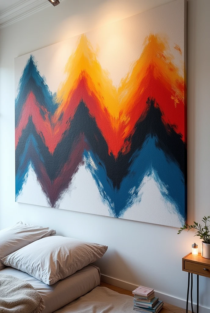 Beautiful wall painting of zigzag in oilcolour format