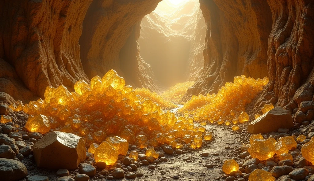 There are large pieces of gold and various crystal ores underground.（best quality，4K，8k，High level，masterpiece：1.2），Ultra Detailed，（lifelike，Photo real，Photo real：1.37）