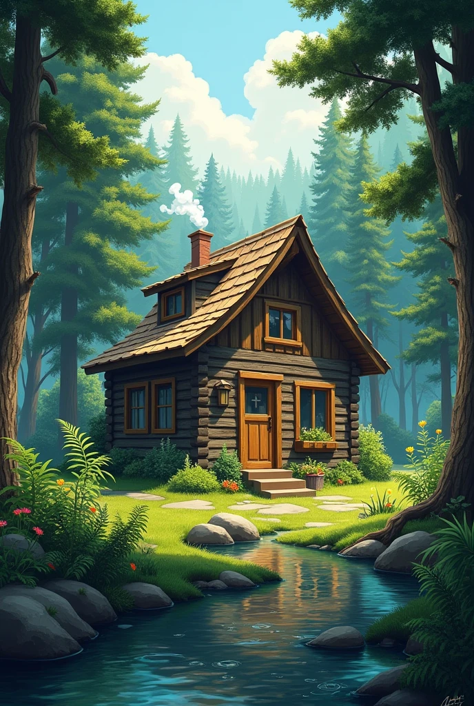 A house in forest 
