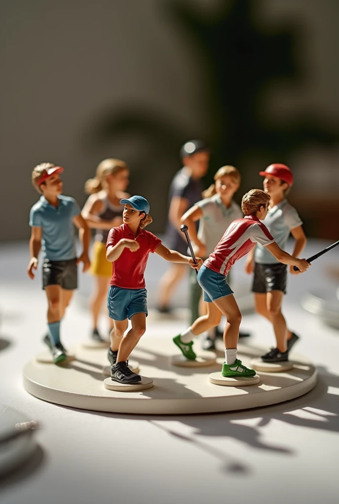 mini sports figurines with each figure posing a different sport as table centerpiece for a sports related dinner event