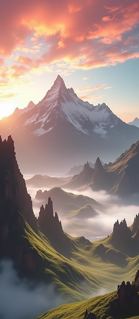 Put a mountain in the background and sunset