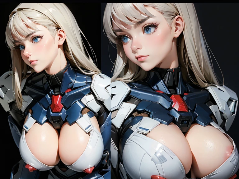 nsfw:1.3、woman wearing a mecha suit、Large Breasts、Show off your breasts、Detailed eyes、Detailed face、high quality、Multiple angles:1.2、Multiple Images、One woman